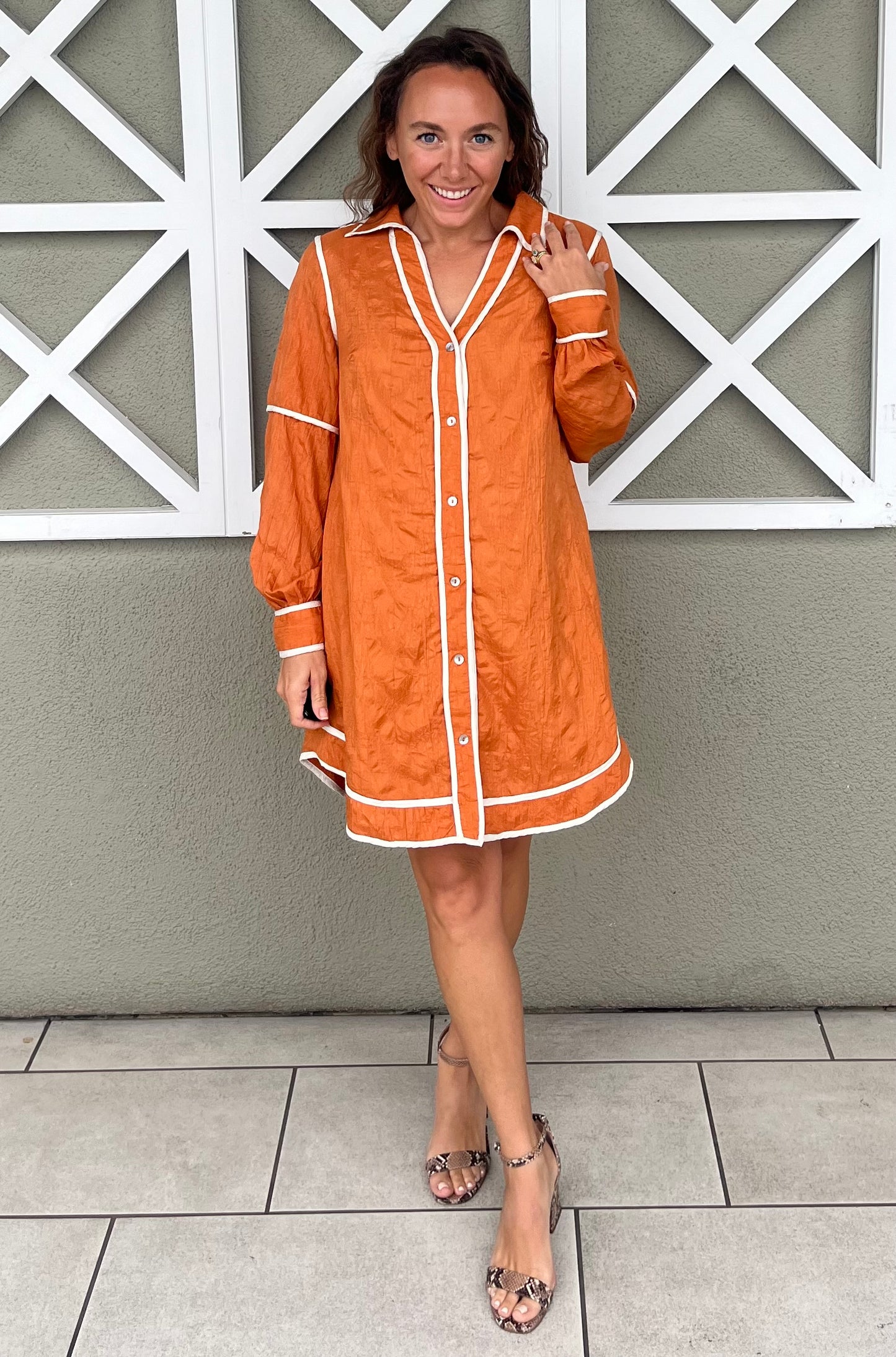 Cinnamon Button Down Dress