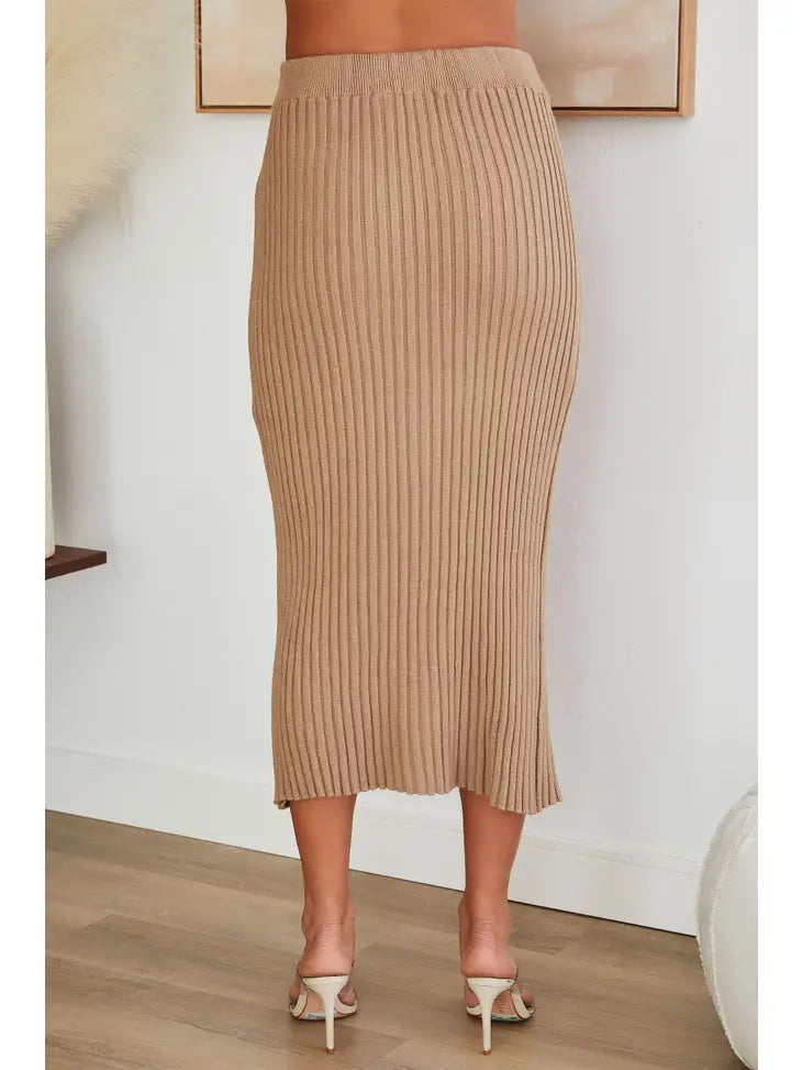 Rib Knit Midi Skirt