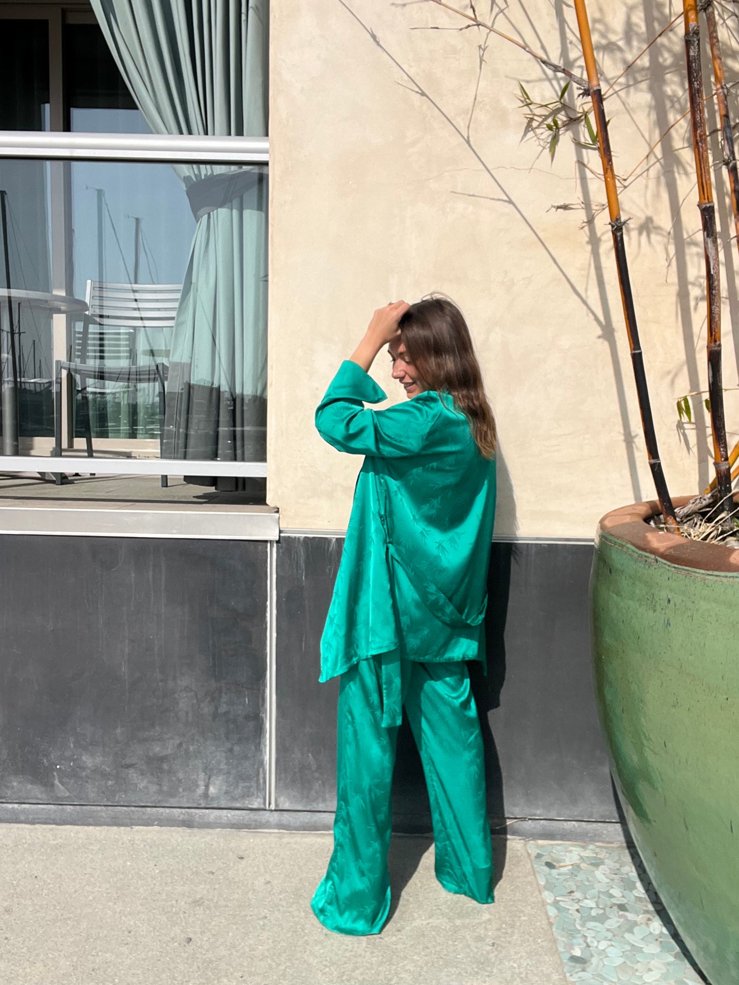 Palm Print Kimono Set