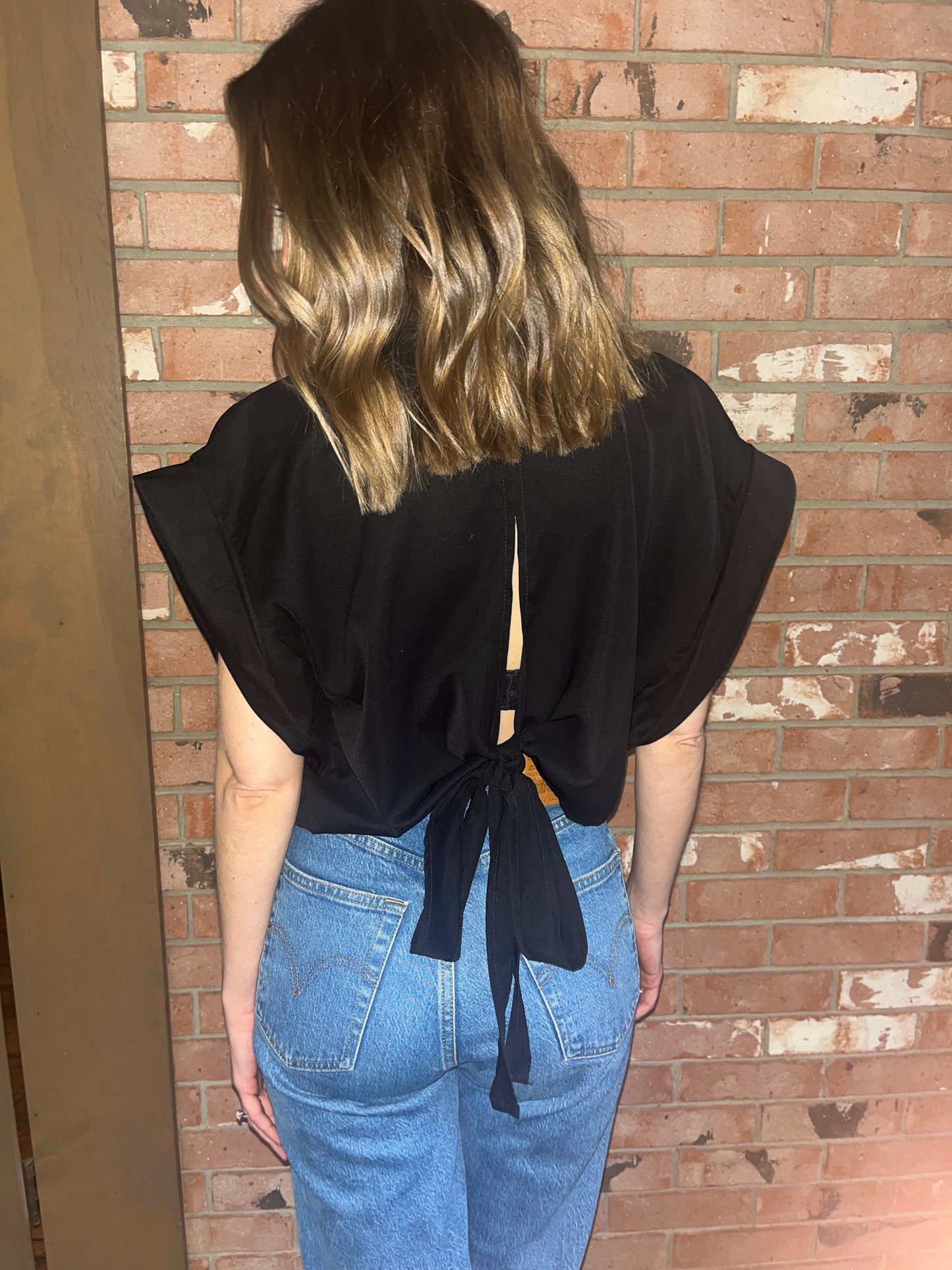 Open Back Top With Tie Detail